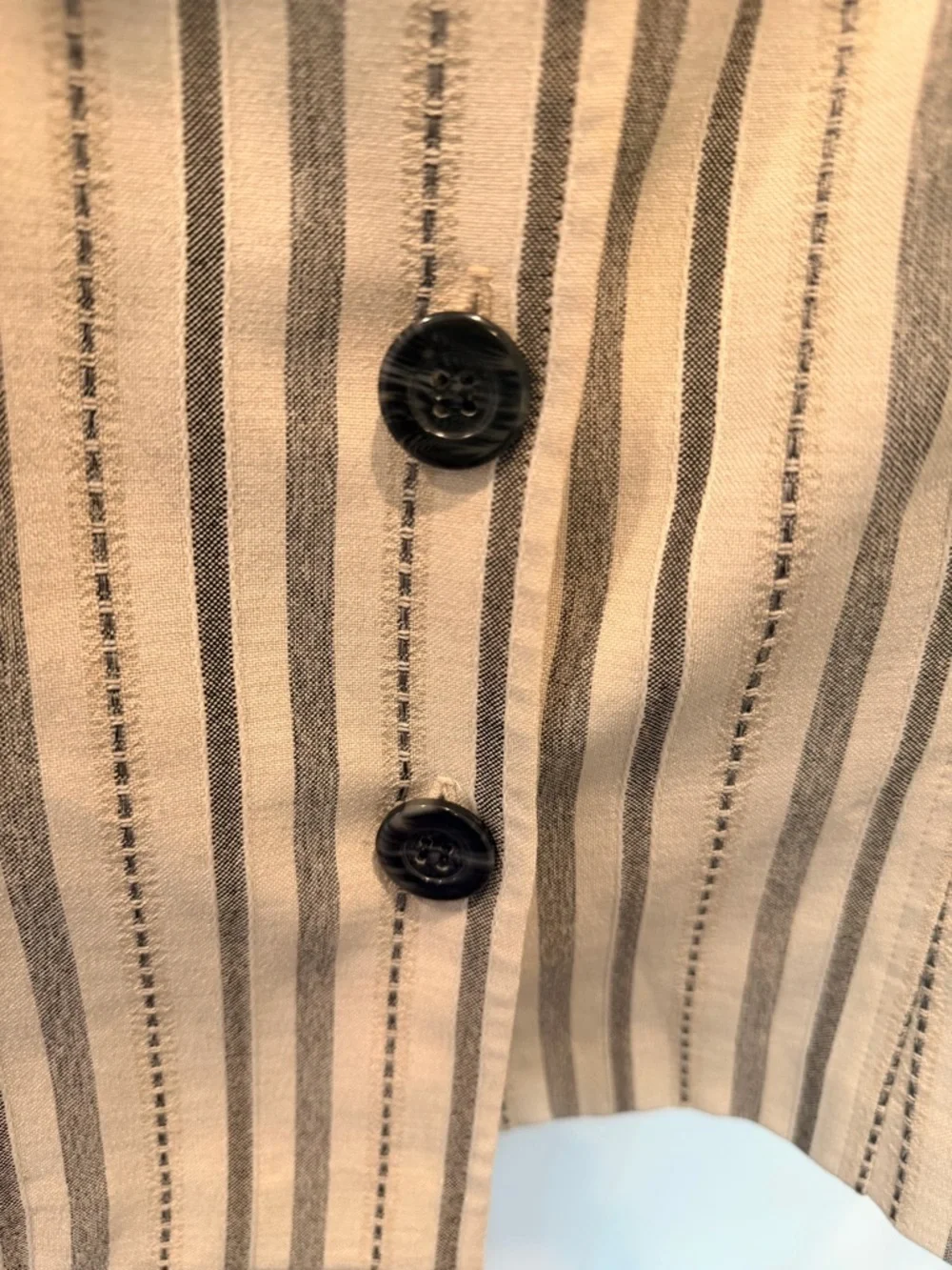 Sag Harbor Striped Blazer Top Size 10 Beige Button Front Career Jacket